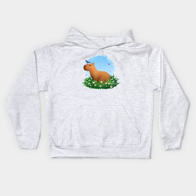 Peaceful Capybara Kids Hoodie by baabaa